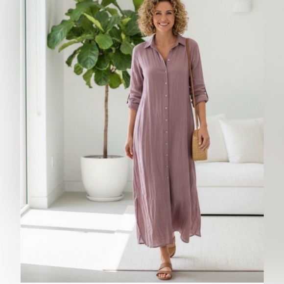 NATURAL LIFE Dresses & Skirts - Natural life women’s L/XL cotton Lagenlook shirt dress relaxed casual summer